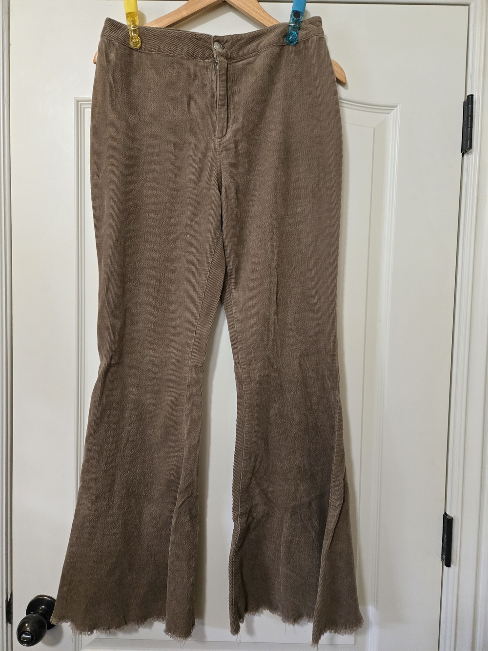 Versona Brown Cotton Corduroy Wide-Leg Pants Soft Fall Cozy
